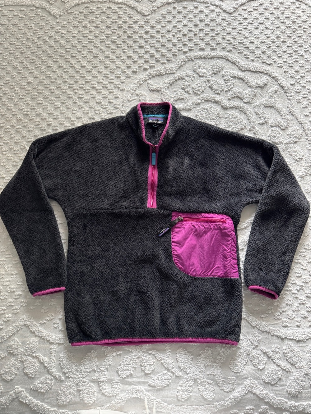 Patagonia Re-Tool 1/2 Zip Pullover Small Gray Pink Fleece
